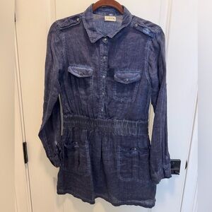 Navy Button-Front Tunic Dress